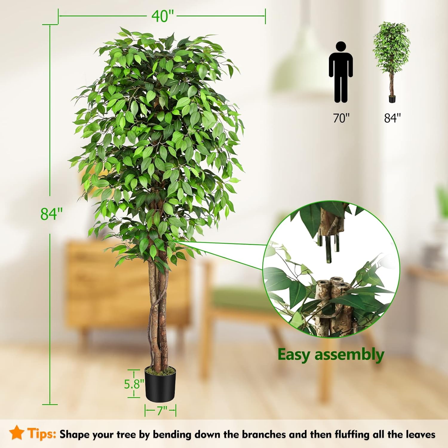 Realistyczny sztuczny drzewko  – Ficus Lyrata Tree recenzja i cena